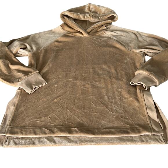 Tan Velour Plush Hooded Pullover Top Woman Size Medium NWT - Picture 4 of 10